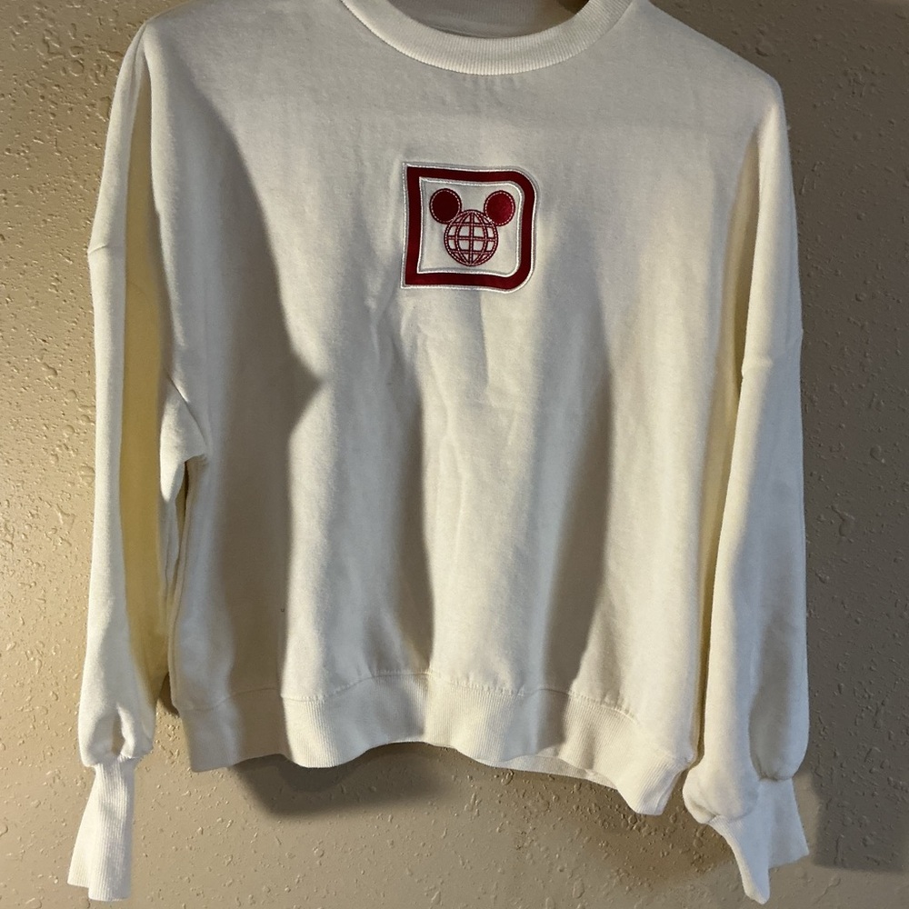 Disney Cream Sweater with Red Mickey Logo